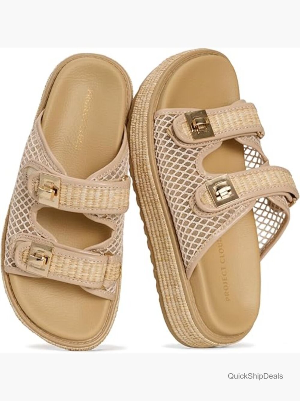 Platform Sandals with Memory Foam Insole - Non Slip Slide Sandals